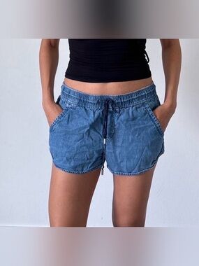 Loft Chambray Denim Drawstring Shorts Size XS EEUC